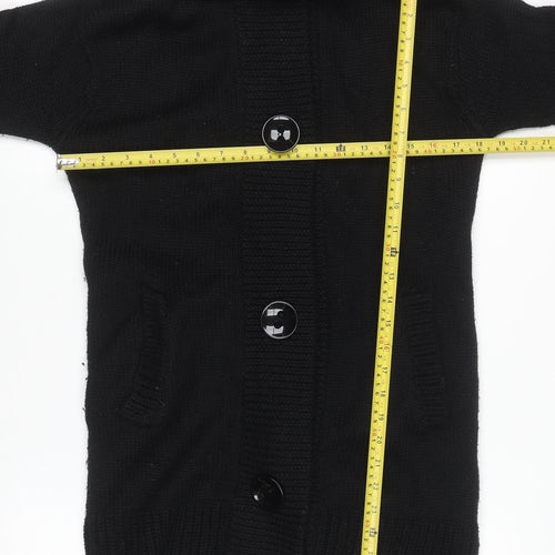 Monsoon Women's Black UK 12 Knit Button Cardigan with Roll Neck