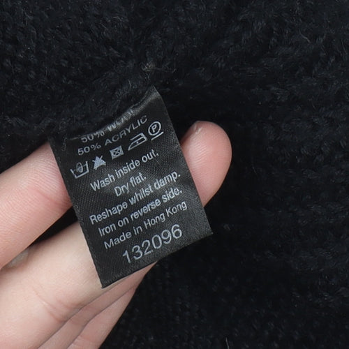 Monsoon Women's Black UK 12 Knit Button Cardigan with Roll Neck