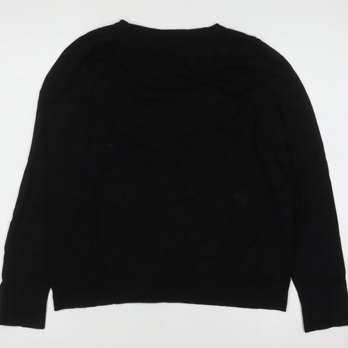 Wallis Women Black UK 12 Crew Neck Long Sleeve Button Jumper