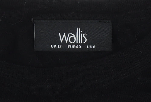 Wallis Women Black UK 12 Crew Neck Long Sleeve Button Jumper