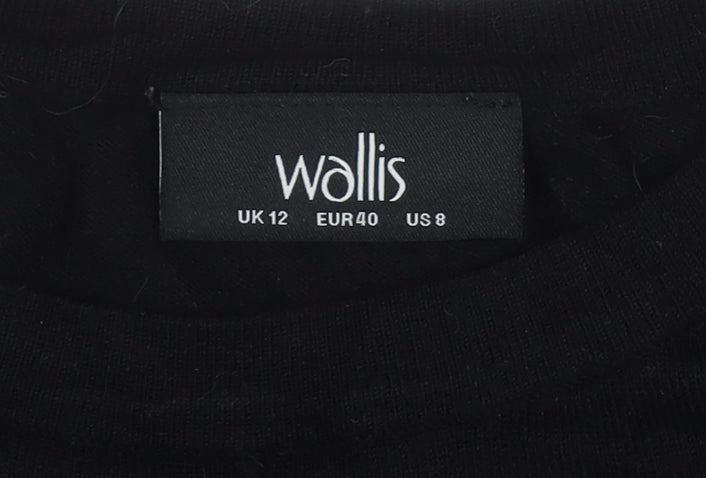 Wallis Women Black UK 12 Crew Neck Long Sleeve Button Jumper