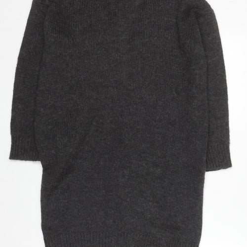 H&M Women’s Black Chunky Knit Mohair Blend Long Cardigan Size S