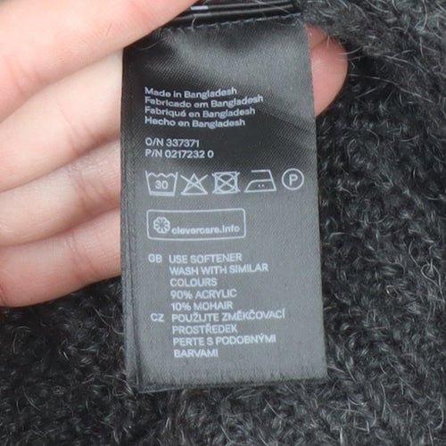 H&M Women’s Black Chunky Knit Mohair Blend Long Cardigan Size S