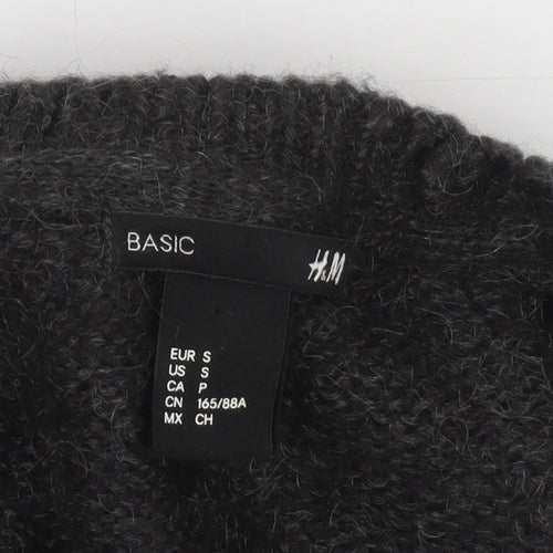 H&M Women’s Black Chunky Knit Mohair Blend Long Cardigan Size S