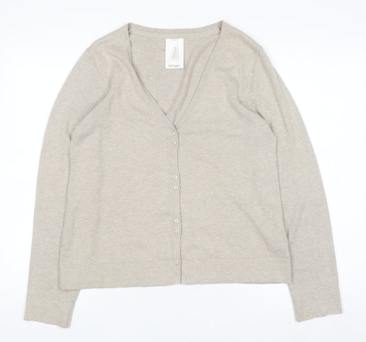 Thought Womens Beige Cotton V-Neck Button Cardigan Size 12