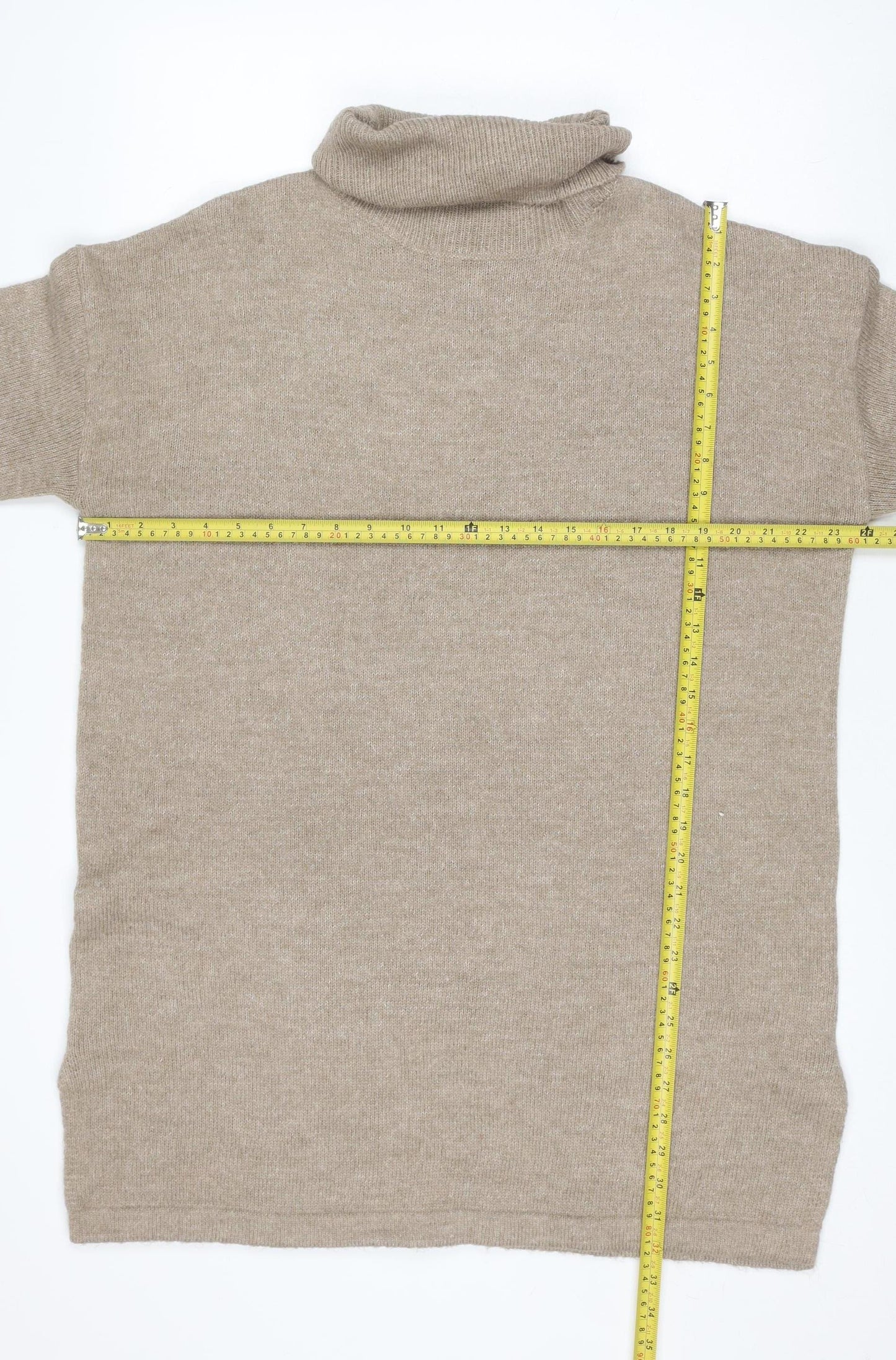 M&Co Women Beige Roll Neck Knit Jumper Dress UK 14-16