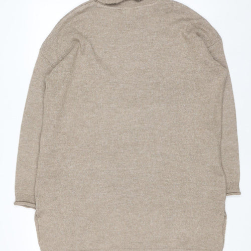 M&Co Women Beige Roll Neck Knit Jumper Dress UK 14-16