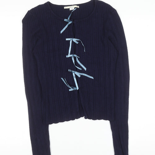 Kimchi Blue Women's Navy Bow Tie Cardigan XL Knit Jumper