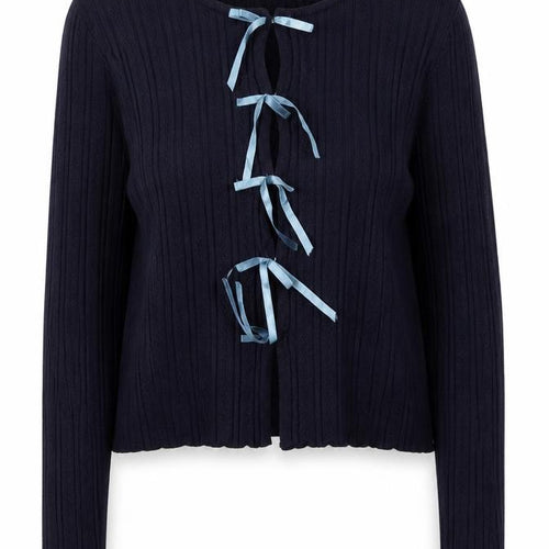 Kimchi Blue Women's Navy Bow Tie Cardigan XL Knit Jumper