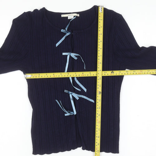 Kimchi Blue Women's Navy Bow Tie Cardigan XL Knit Jumper