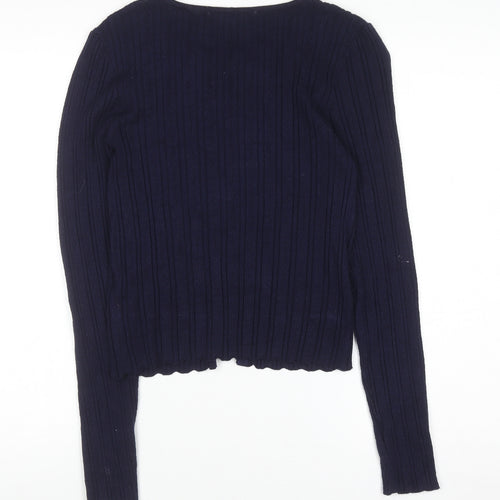 Kimchi Blue Women's Navy Bow Tie Cardigan XL Knit Jumper