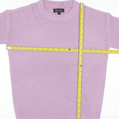 Paramour Women Purple Acrylic Chunky Knit Crew Neck Jumper Size S