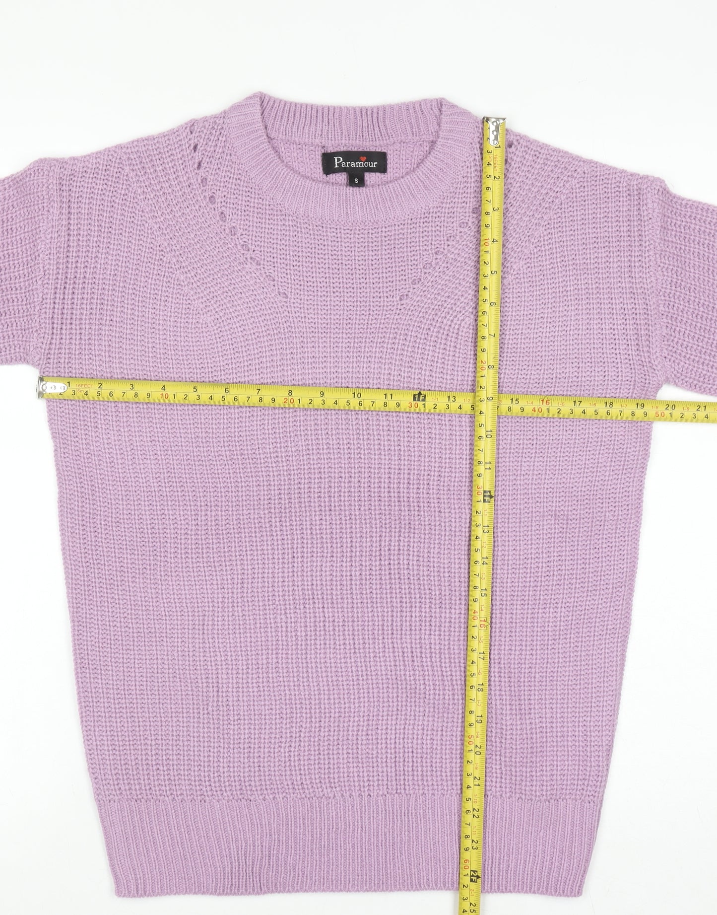 Paramour Women Purple Acrylic Chunky Knit Crew Neck Jumper Size S