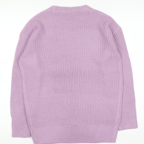 Paramour Women Purple Acrylic Chunky Knit Crew Neck Jumper Size S