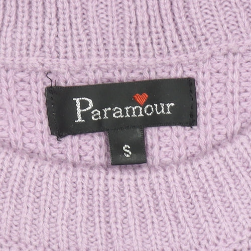 Paramour Women Purple Acrylic Chunky Knit Crew Neck Jumper Size S