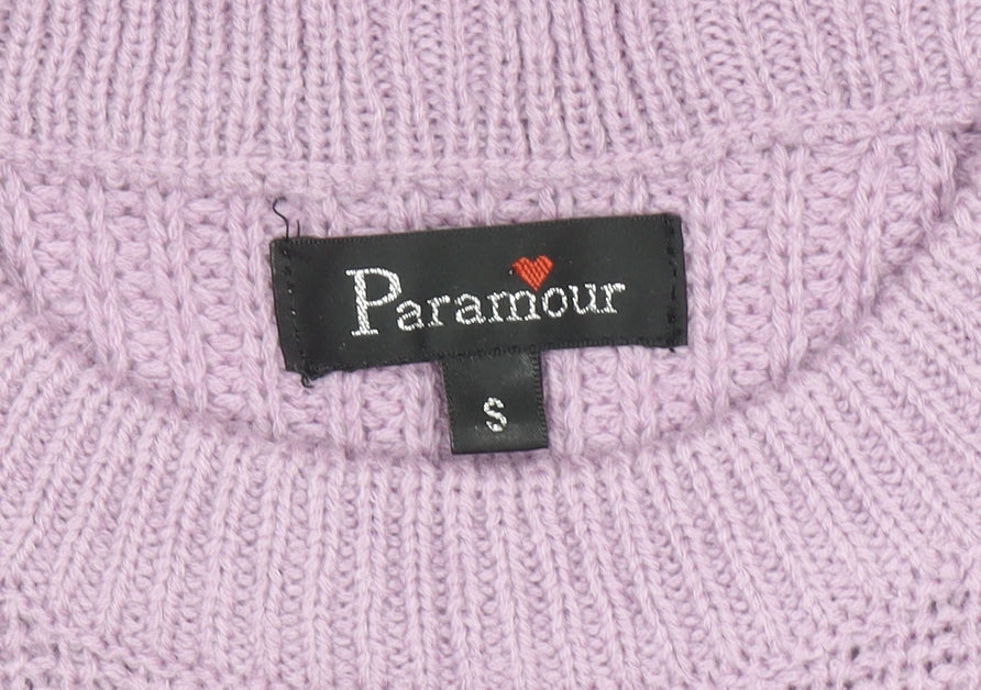 Paramour Women Purple Acrylic Chunky Knit Crew Neck Jumper Size S