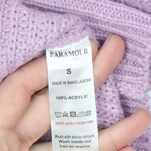Paramour Women Purple Acrylic Chunky Knit Crew Neck Jumper Size S
