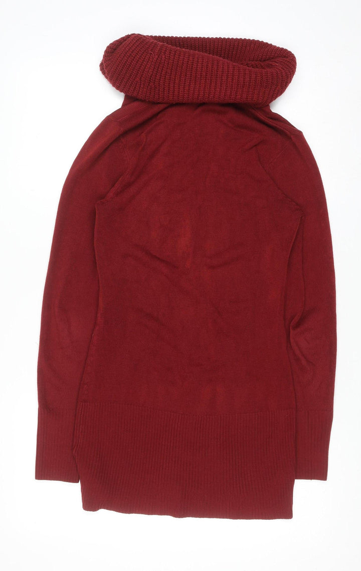 Store Twenty One Women’s Red Cowl Neck Long Sleeve Jumper Size 14