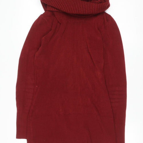 Store Twenty One Women’s Red Cowl Neck Long Sleeve Jumper Size 14