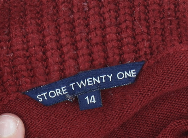 Store Twenty One Women’s Red Cowl Neck Long Sleeve Jumper Size 14