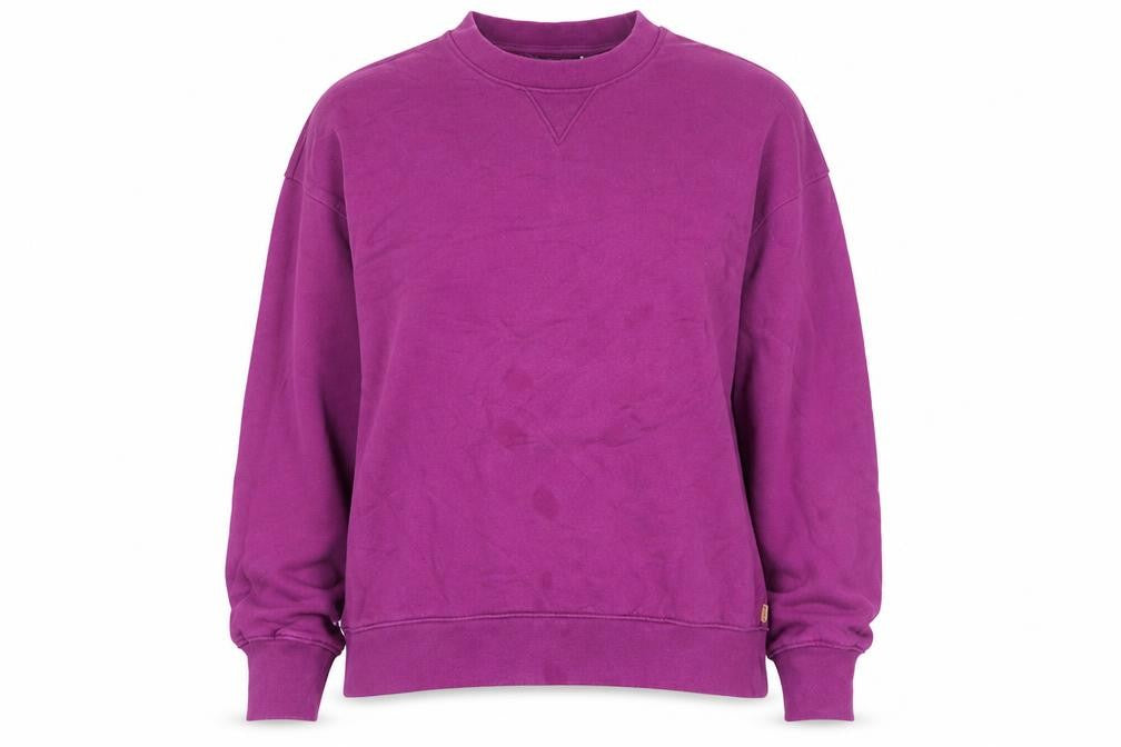 Front view of Levi's Gold Tab Women's Purple Cotton Crew Neck Sweatshirt, size S