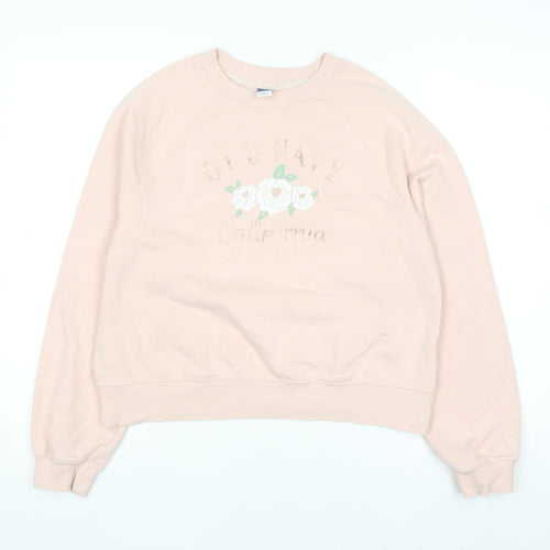 Old Navy Womens Pink XS Pullover Sweatshirt Floral Graphic