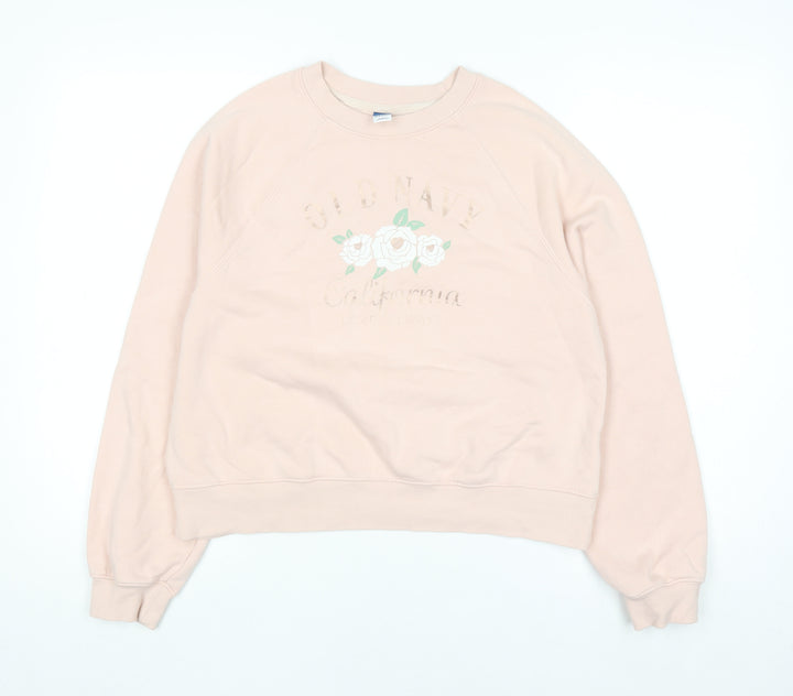 Old Navy Womens Pink XS Pullover Sweatshirt Floral Graphic