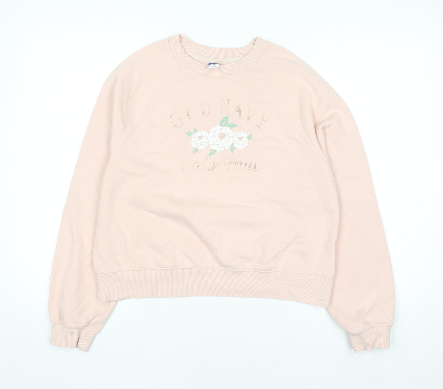 Old Navy Womens Pink XS Pullover Sweatshirt Floral Graphic