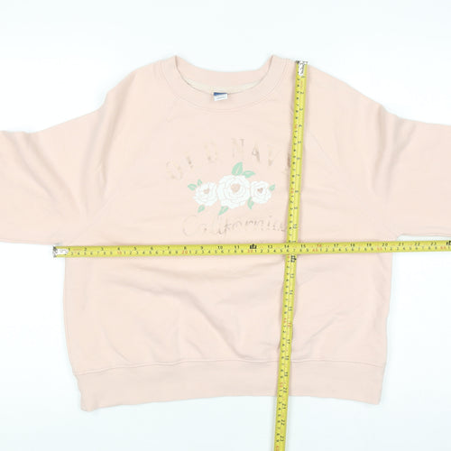 Old Navy Womens Pink XS Pullover Sweatshirt Floral Graphic