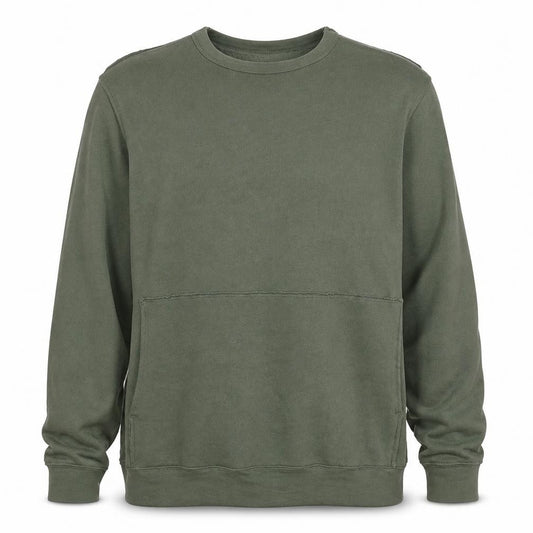 Front view of Bella + Canvas Men’s Green XL Pullover Fleece Sweatshirt