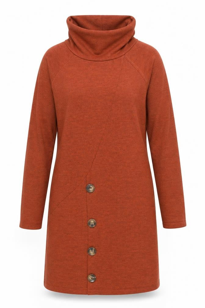 Klass Women’s Brown Knit Roll Neck Shift Dress M Long Sleeve