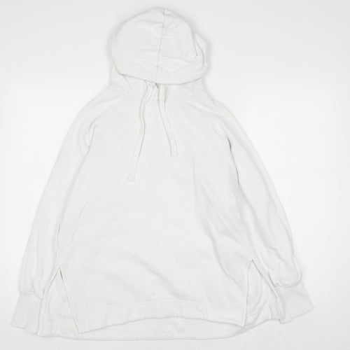 COS Women White Cotton Pullover Hoodie Size 12 Relaxed Fit