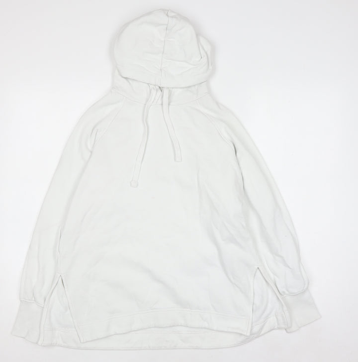 COS Women White Cotton Pullover Hoodie Size 12 Relaxed Fit