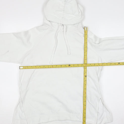 COS Women White Cotton Pullover Hoodie Size 12 Relaxed Fit