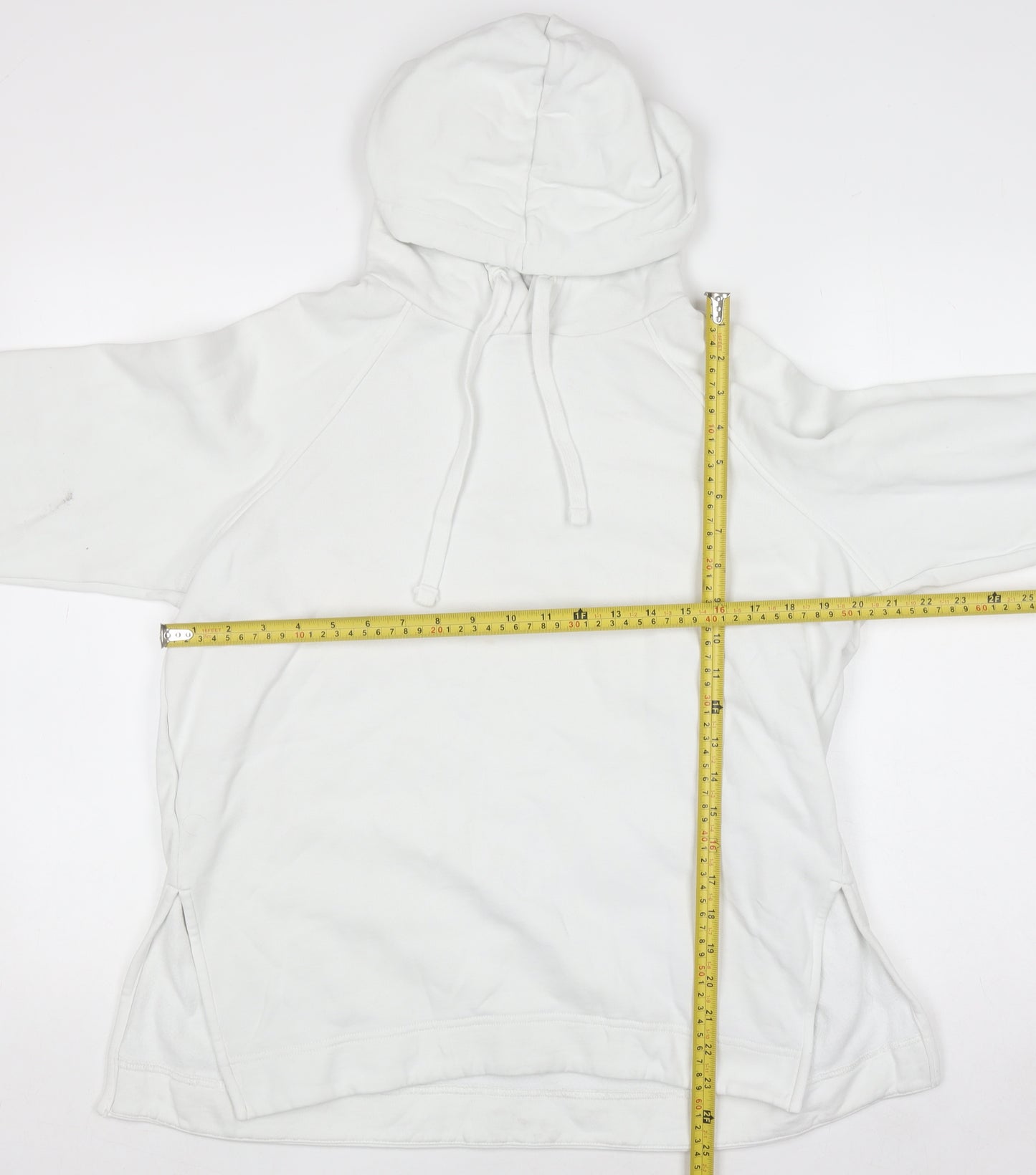 COS Women White Cotton Pullover Hoodie Size 12 Relaxed Fit