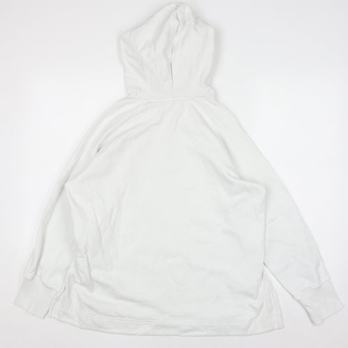 COS Women White Cotton Pullover Hoodie Size 12 Relaxed Fit