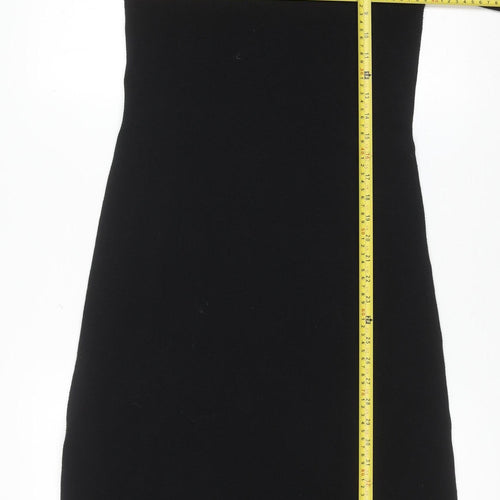 Zara Women Black Knit Shift Dress Size 12 Long Sleeve High Neck
