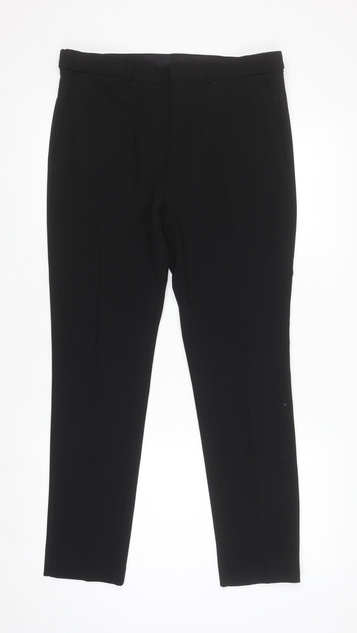H&M Women Black Skinny Fit Trousers Size 16 Polyester Blend