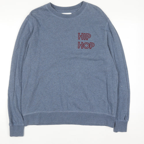 Maison Labiche Men’s Blue Hip Hop Embroidered Cotton Sweatshirt L