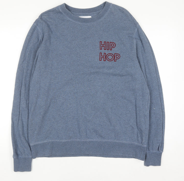 Maison Labiche Men’s Blue Hip Hop Embroidered Cotton Sweatshirt L
