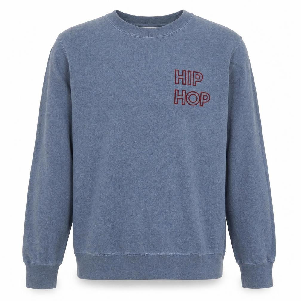 Maison Labiche Men’s Blue Hip Hop Embroidered Cotton Sweatshirt L
