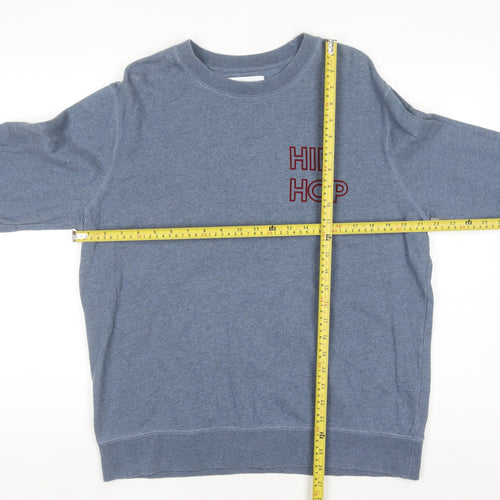 Maison Labiche Men’s Blue Hip Hop Embroidered Cotton Sweatshirt L