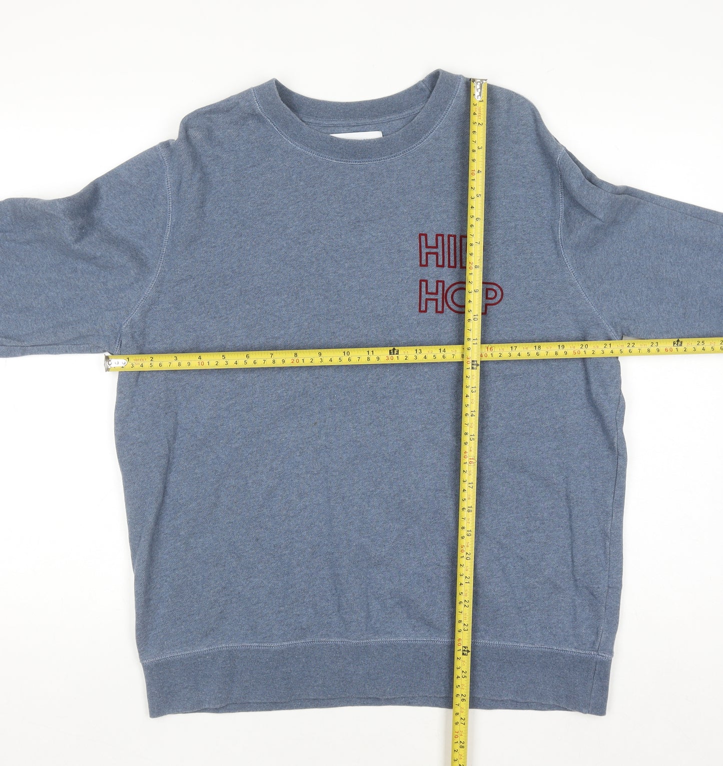 Maison Labiche Men’s Blue Hip Hop Embroidered Cotton Sweatshirt L