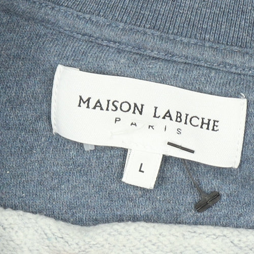 Maison Labiche Men’s Blue Hip Hop Embroidered Cotton Sweatshirt L