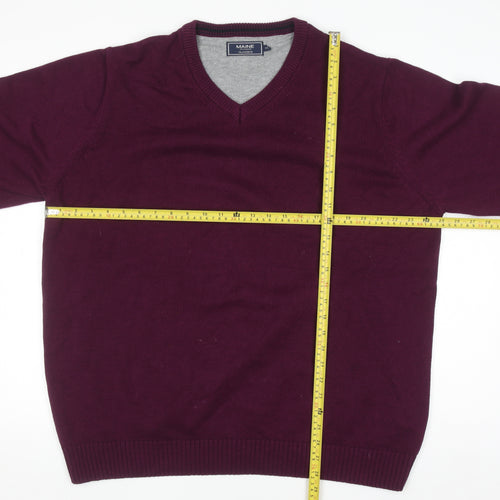 Maine New England Men's Purple V-Neck Cotton Jumper XL