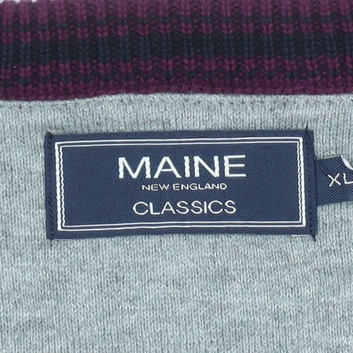 Maine New England Men's Purple V-Neck Cotton Jumper XL