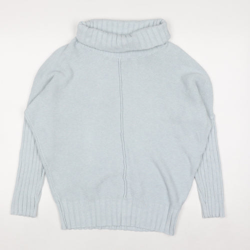Marble Women Blue Roll Neck Relaxed Fit Cotton Jumper Size 10