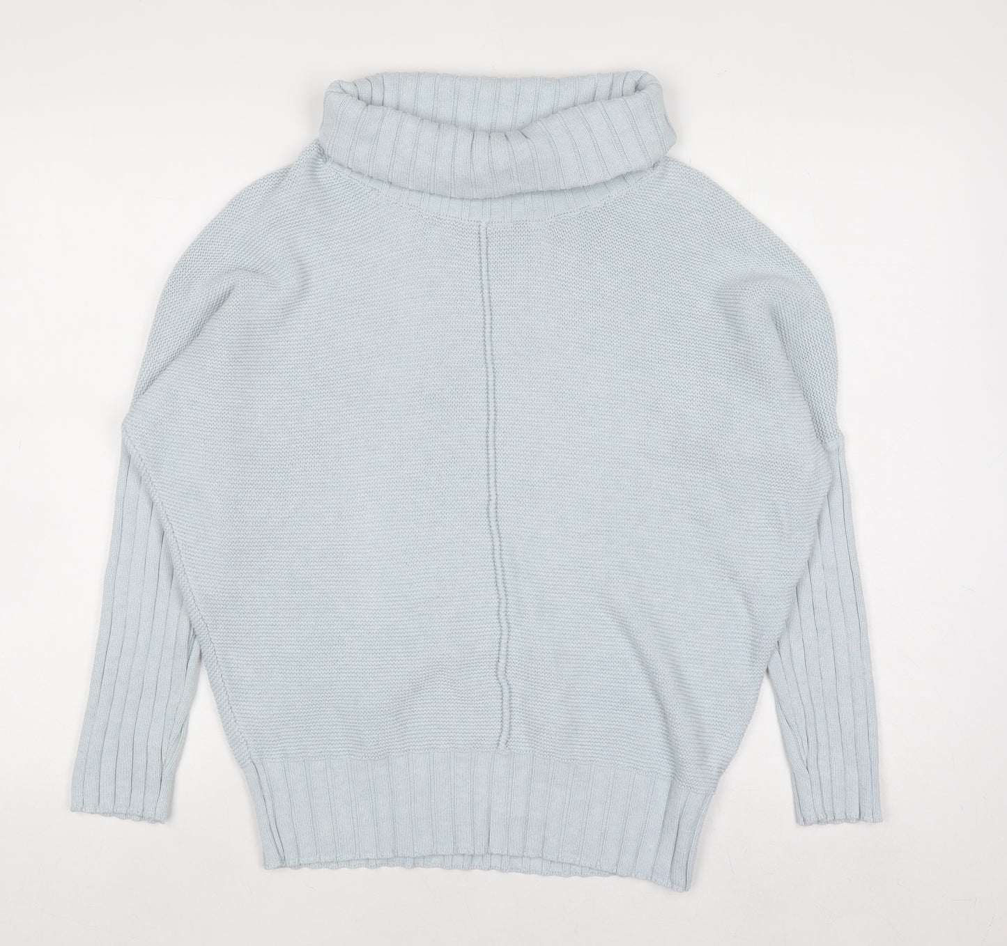 Marble Women Blue Roll Neck Relaxed Fit Cotton Jumper Size 10