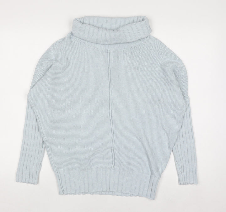 Marble Women Blue Roll Neck Relaxed Fit Cotton Jumper Size 10