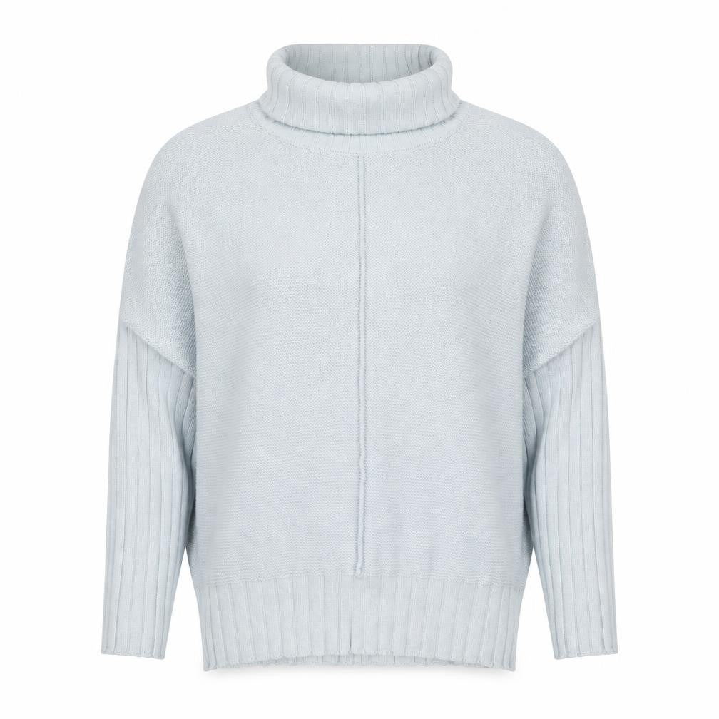Marble Women Blue Roll Neck Relaxed Fit Cotton Jumper Size 10